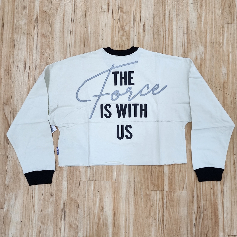 NWT Star Wars Crop Sweatshirt Medium Disney Spirit Jersey The Force Is With US - Picture 4 of 8